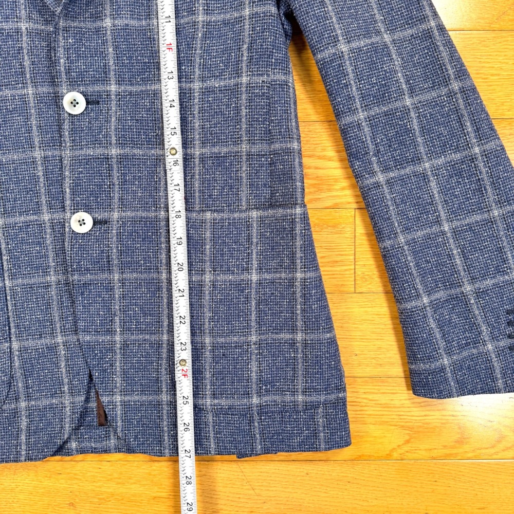 Paul Taylor Italy Blue Windowpane Silk Virgin Wool Sport Coat Blazer Mens 46 IT - Picture 11 of 13